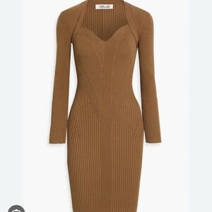 Diane Von Furstenberg Camel Long Sleeve Dress